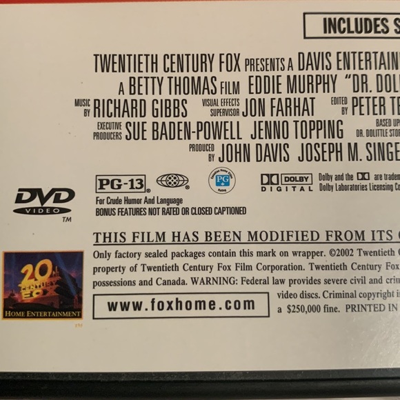 ☄️2/$15☄️Dr Doolittle. Eddie Murphy - Picture 2 of 4